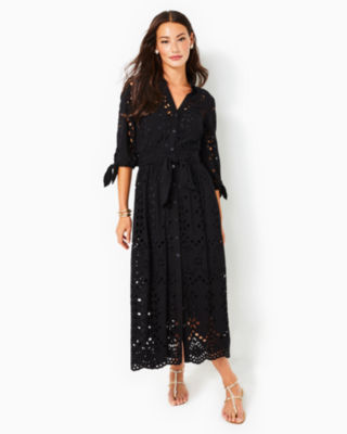 Women Casual Midi Shirt Dresses Collared Floral Pattern 3/4 Sleeve Belted  Dress Tunic Beach Party Dress Summer Spring, Black, Small : :  Clothing, Shoes & Accessories