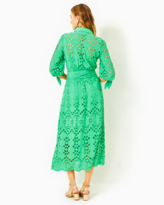 Amrita Eyelet Midi Dress, Spearmint Soiree Eyelet, large image undefined