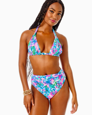 Lilly Pulitzer Yarrow High-waisted Bikini Bottom In Mandevilla Baby Paradise Petals