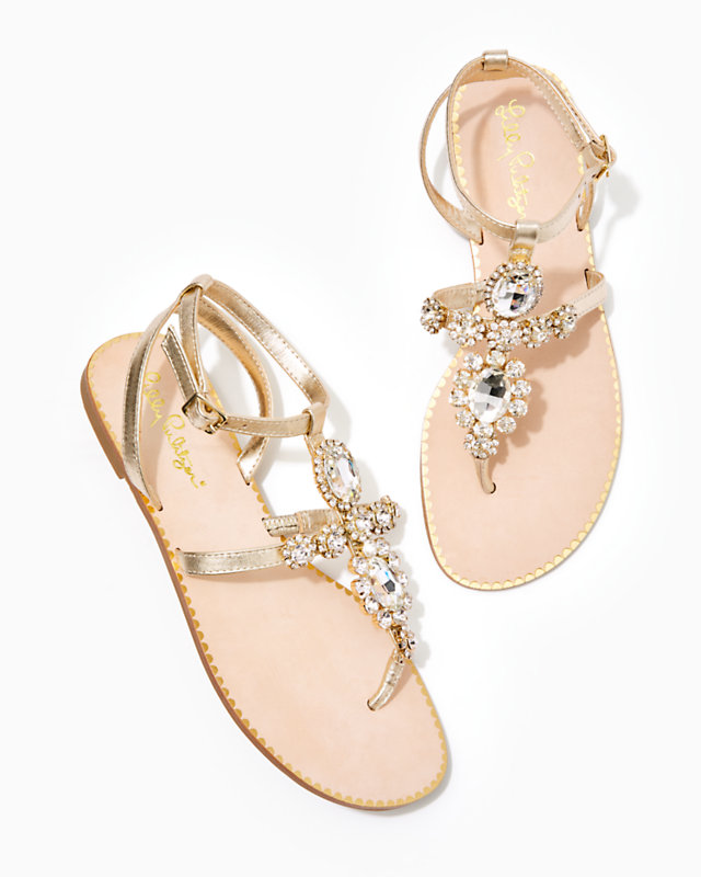 $158 NEW Lilly Pulitzer RAYSA CRYSTALS EMBELLISHED SANDALS Gold  6 7 8 8.5 9.5