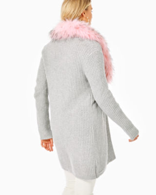 Adelaine Cardigan, Heathered Seaside Grey Metallic, large image 2 - Lilly Pulitzer