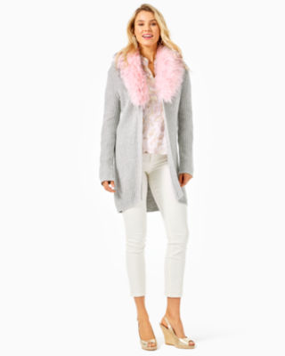 Adelaine Cardigan, Heathered Seaside Grey Metallic, large image 4 - Lilly Pulitzer