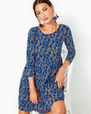 Lilly Pulitzer Geanna Swing Dress In Low Tide Navy Easy To Spot