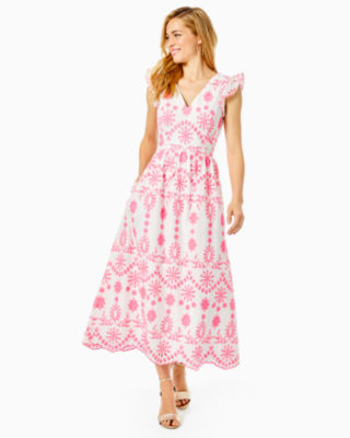 Lilly pulitzer pink 2025 and white dress