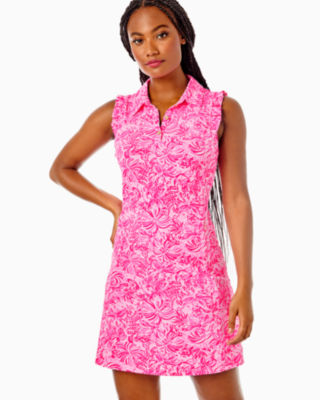 Lilly Pulitzer Upf 50+ Luxletic Silvia Dress In Pink Blossom Foxy Llama