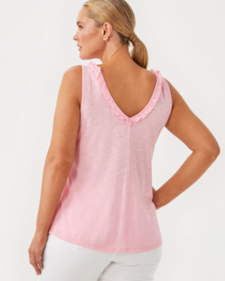 Gigi Ruffle Tank Top, Pink Muse, large image 1