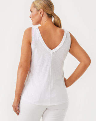 Gigi Ruffle Tank Top, Resort White, large image 1
