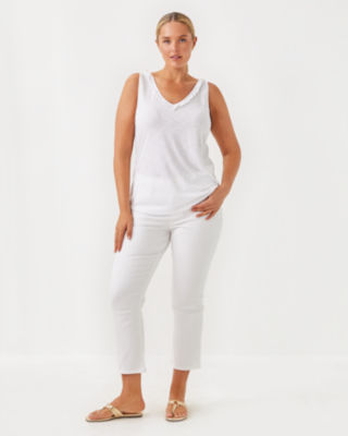 Gigi Ruffle Tank Top, Resort White, large image 2