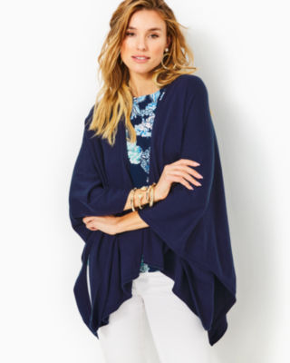 Shop Lilly Pulitzer Terri Sweater Wrap In True Navy