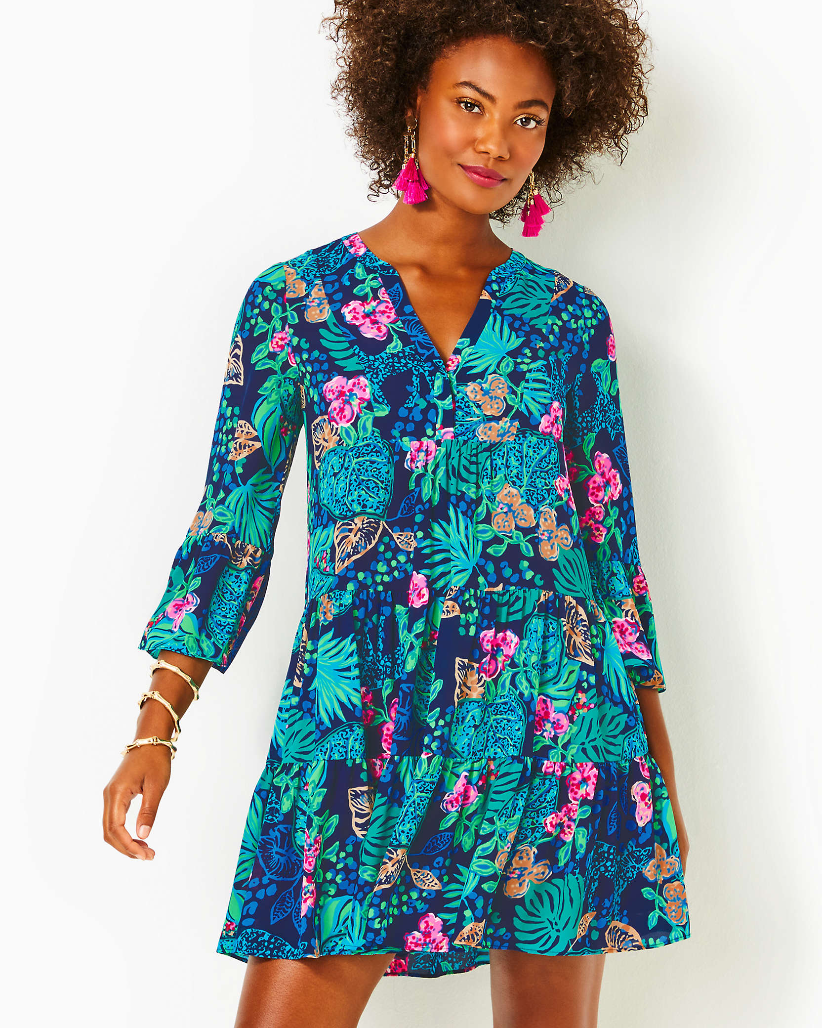 Lilly Pulitzer Gabriel Dress In Low Tide Navy Life Of The Party