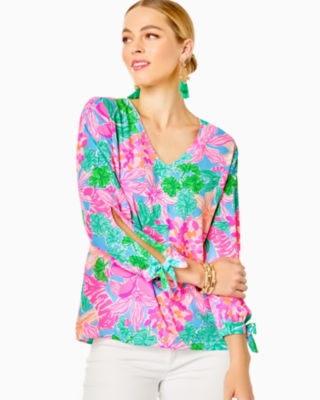 Lilly Pulitzer Pamala Top In Multi Tigers Lair