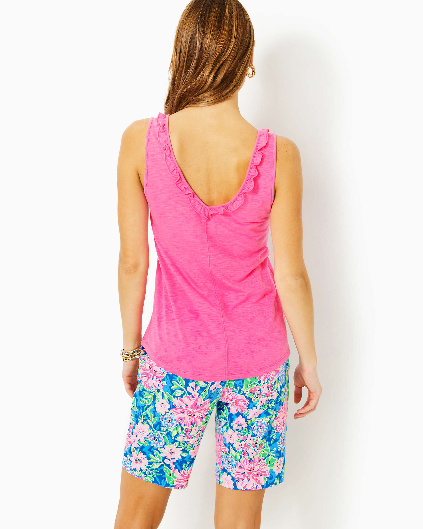 Shop Lilly Pulitzer Gigi Ruffle Tank Top In Roxie Pink