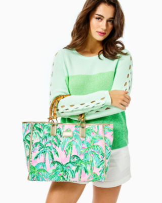 Greydon Canvas Tote, Pink Blossom Suite Views, large image 3 - Lilly Pulitzer