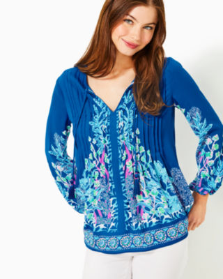 Marilina Tunic Top, Barton Blue Seacret Escape Engineered Tunic, large image 2 - Lilly Pulitzer