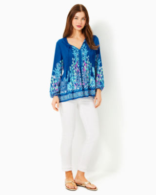 Marilina Tunic Top, Barton Blue Seacret Escape Engineered Tunic, large image 3 - Lilly Pulitzer