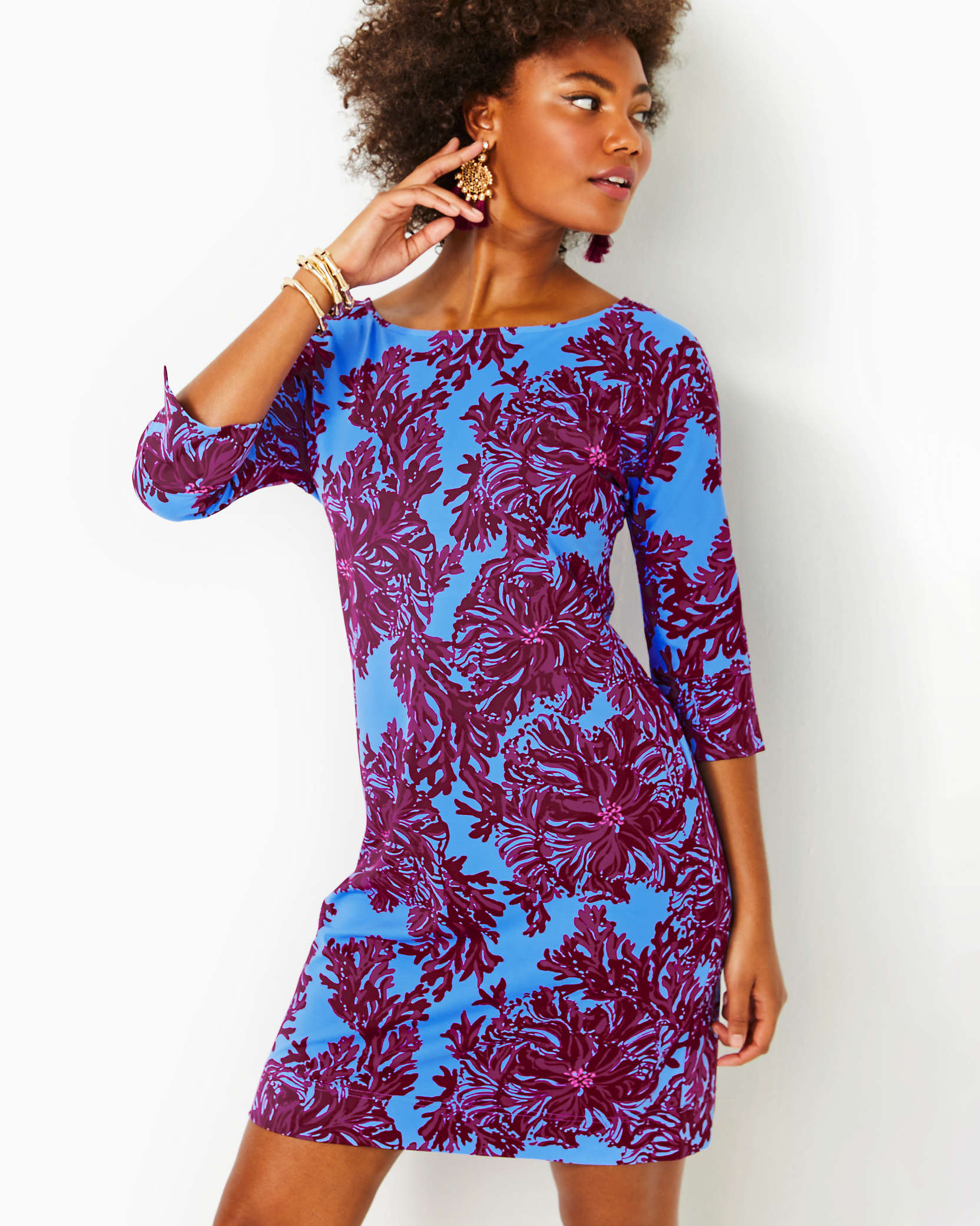 Lilly Pulitzer Upf 50+ Chillylilly Braedyn Dress In Abaco Blue Feel Like A Shellebrity