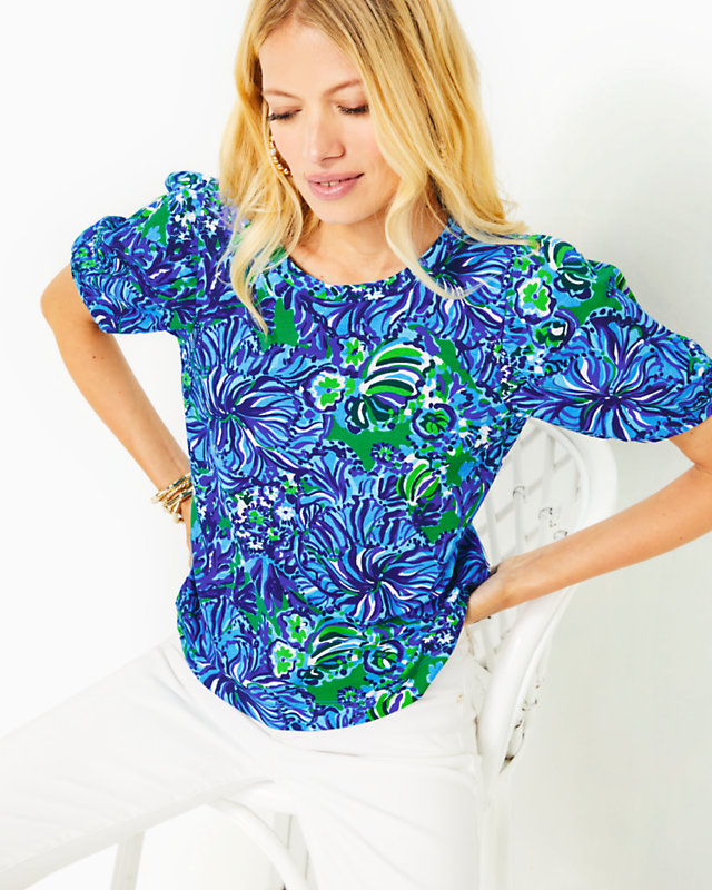 Rhett Top, Abaco Blue In Turtle Awe, large - Lilly Pulitzer