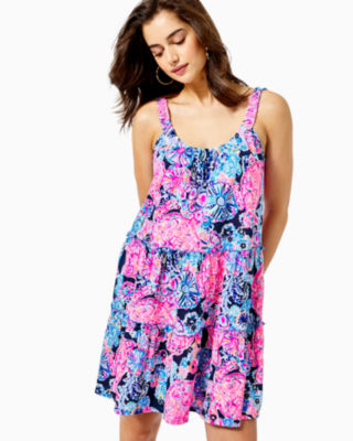Lilly Pulitzer Loro Swing Dress In High Tide Navy In Turtle Amazement