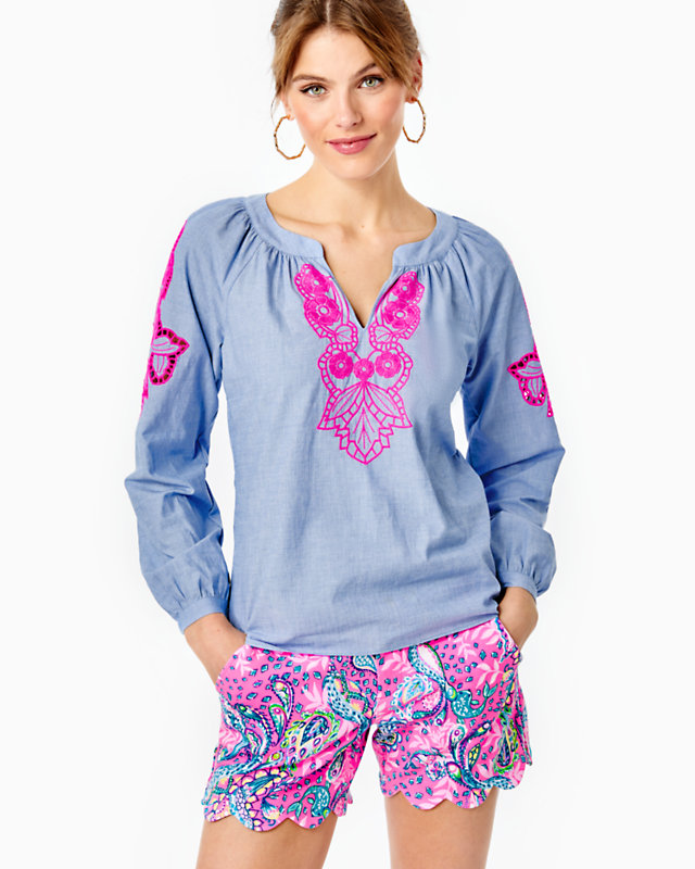 Amabella Embroidered Top, , large - Lilly Pulitzer