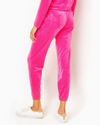 Shop Lilly Pulitzer 28" Mallie Velour Pant In Pink Palms