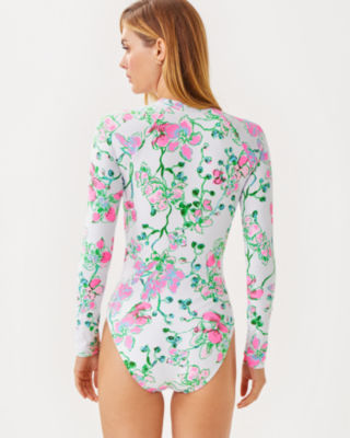 Randee Rashguard One-Piece Swimsuit, Multi Orchids On The Avenue Engineered Rashgua, large image 1