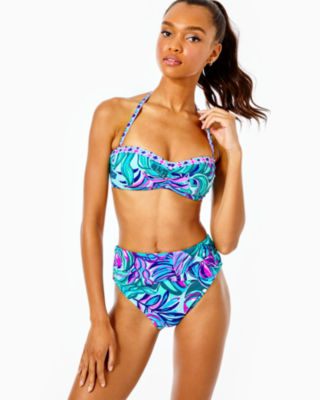 Two Piece Bikini - Pre-molded Cups & Orange-Fuchsia Color Block