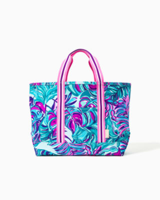 Lilly Pulitzer Mercato Tote In Seasalt Blue Dont Wanna Leaf