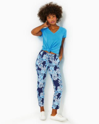 ADR Women's Ribbed Knit Pajamas Set Set, Tank Top Pajama Shorts Blue Large