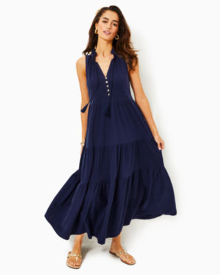 Shop Lilly Pulitzer Malone Maxi Dress In True Navy