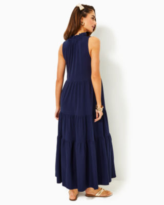 Malone Cotton Maxi Dress, True Navy, large image undefined