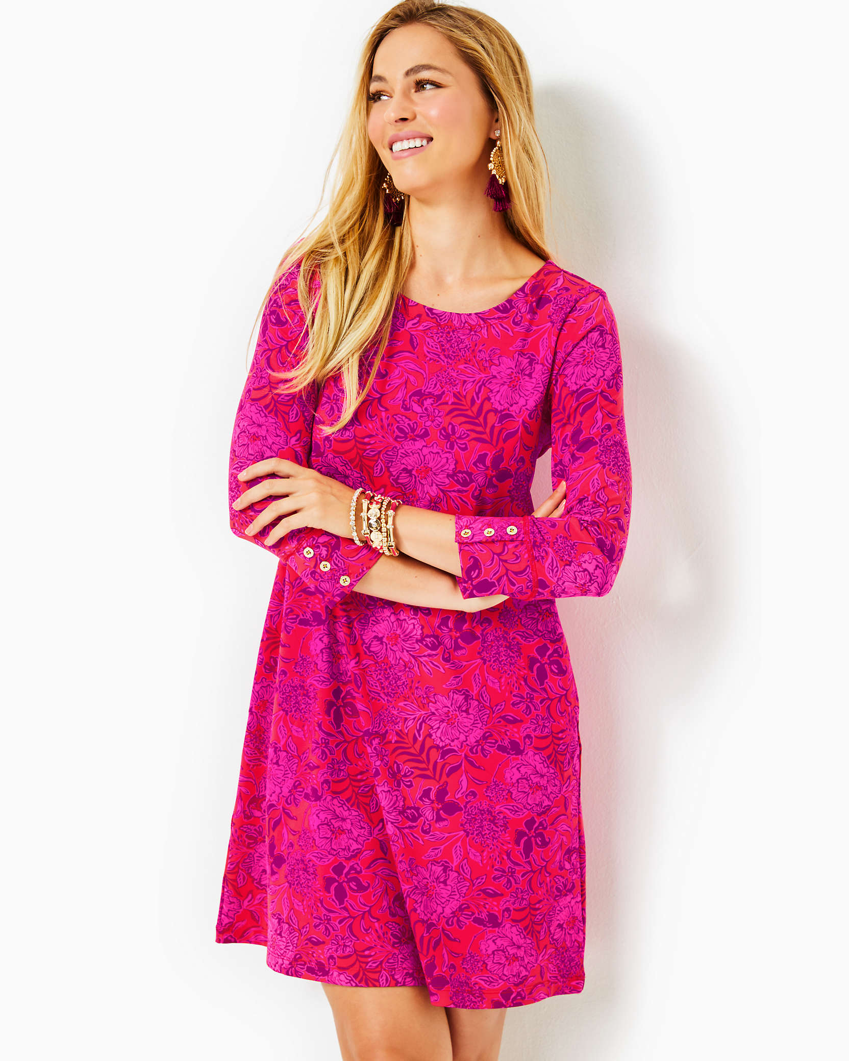 Lilly Pulitzer Upf 50+ Solia Chillylilly Dress In Amaryllis Red Secret Hideaway
