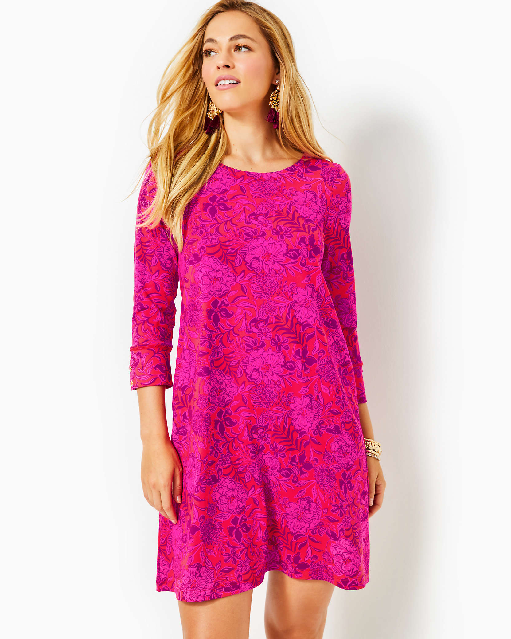 Shop Lilly Pulitzer Upf 50+ Solia Chillylilly Dress In Amaryllis Red Secret Hideaway