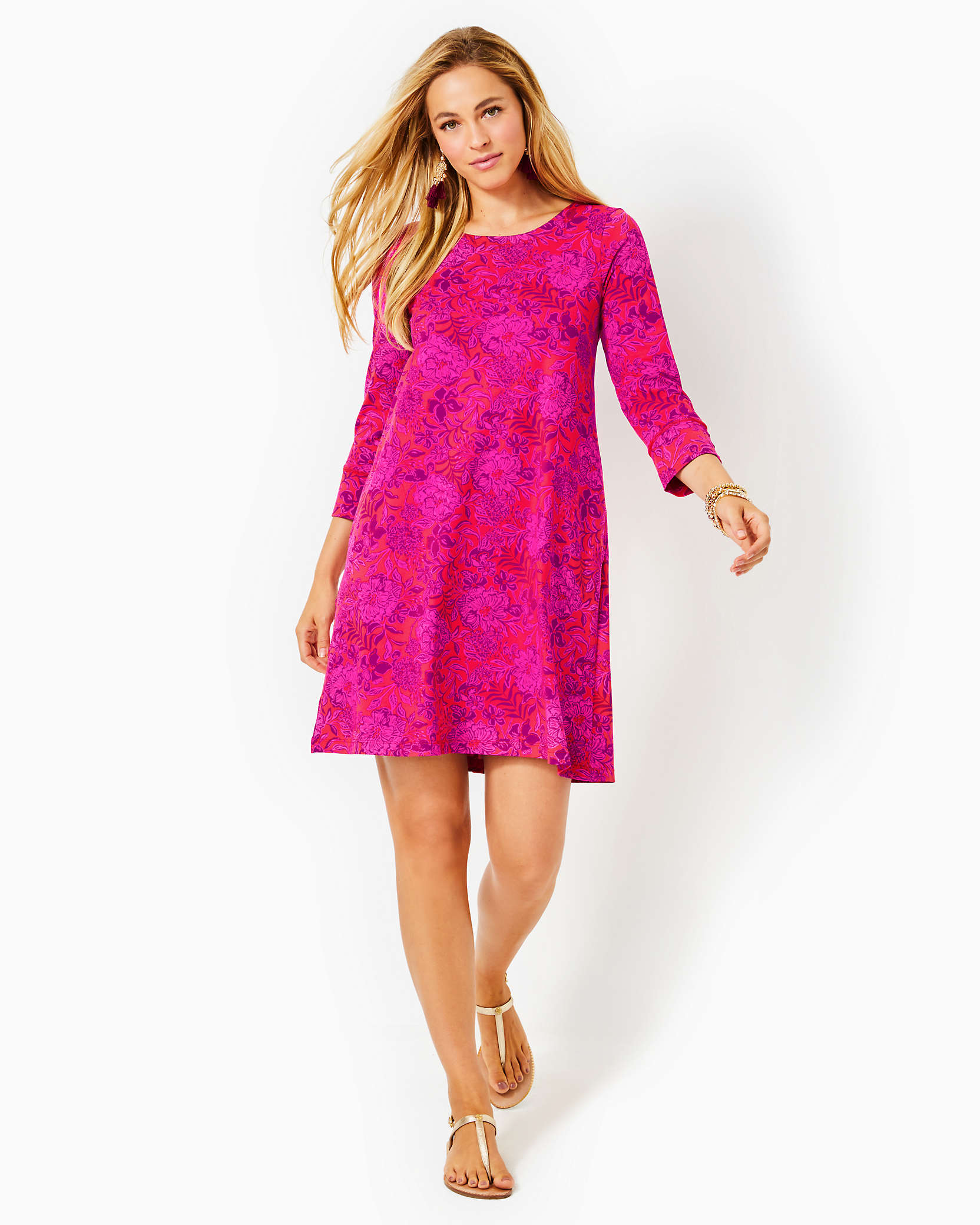 Shop Lilly Pulitzer Upf 50+ Solia Chillylilly Dress In Amaryllis Red Secret Hideaway
