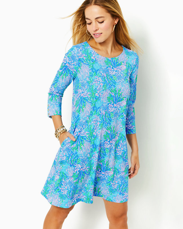 UPF 50+ Solia ChillyLilly Dress, Las Olas Aqua Strong Current Sea, large - Lilly Pulitzer