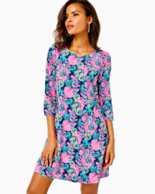 Lilly Pulitzer Upf 50+ Solia Chillylilly Dress In Oyster Bay Navy Shroom With A View