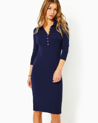 The Navy V Neck Polka Dot Lace Ruched Maxi Dress - Women's Navy Polka Dot  Cap Sleeve Dress - Navy - Dresses