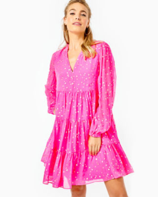 Lilly pulitzer hot pink and hot sale gold dress