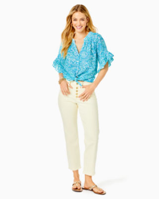 Lilly Pulitzer South Beach High Rise Mid Breakwater Blue Shells N Bells XXS  24 at  Women's Jeans store