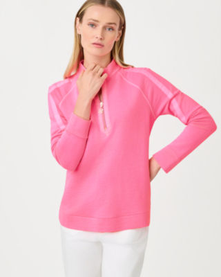Ashlee Half-Zip Pullover, Cherry Blossom Pink, large