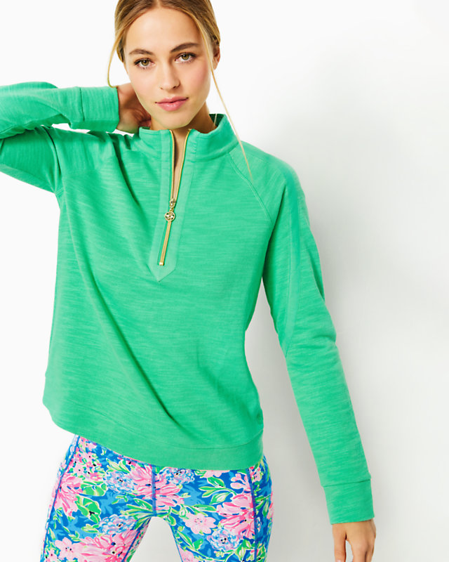 Luxletic Ashlee Half-Zip Pullover, Spearmint, large - Lilly Pulitzer