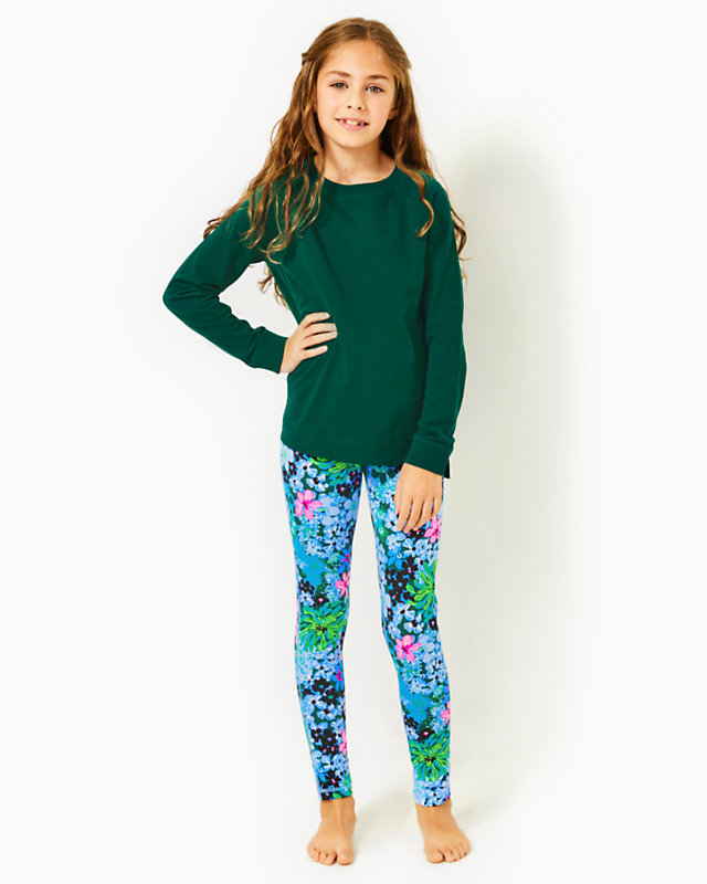 Girls Mini Luxletic Beach Comber Sweatshirt, Evergreen, large - Lilly Pulitzer