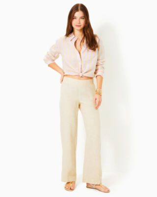 31" Deri Linen Palazzo Pant, Sand Bar X Resort White, large image 3