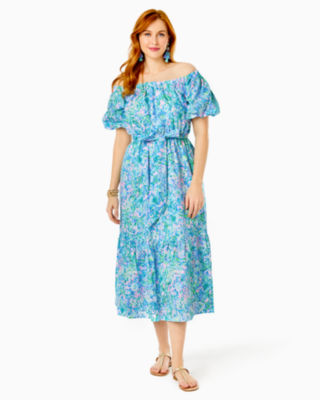 Tamie Off-the-Shoulder Midi Dress, , large - Lilly Pulitzer