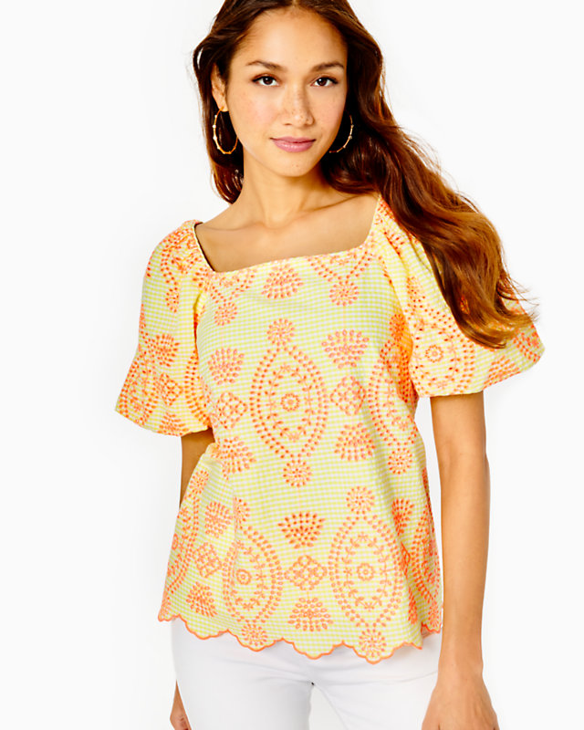 Lettie Eyelet Top, , large - Lilly Pulitzer
