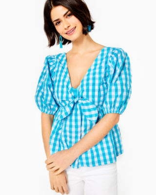 Sarafina Gingham Babydoll Top, , large - Lilly Pulitzer