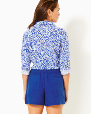 4" Lilo Linen Short, Martinique Blue X Blue Med, large image 1