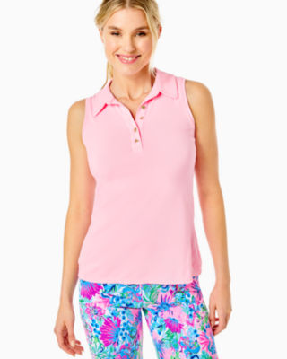 Lilly Pulitzer Upf 50+ Luxletic Imara Polo In Pink Blossom