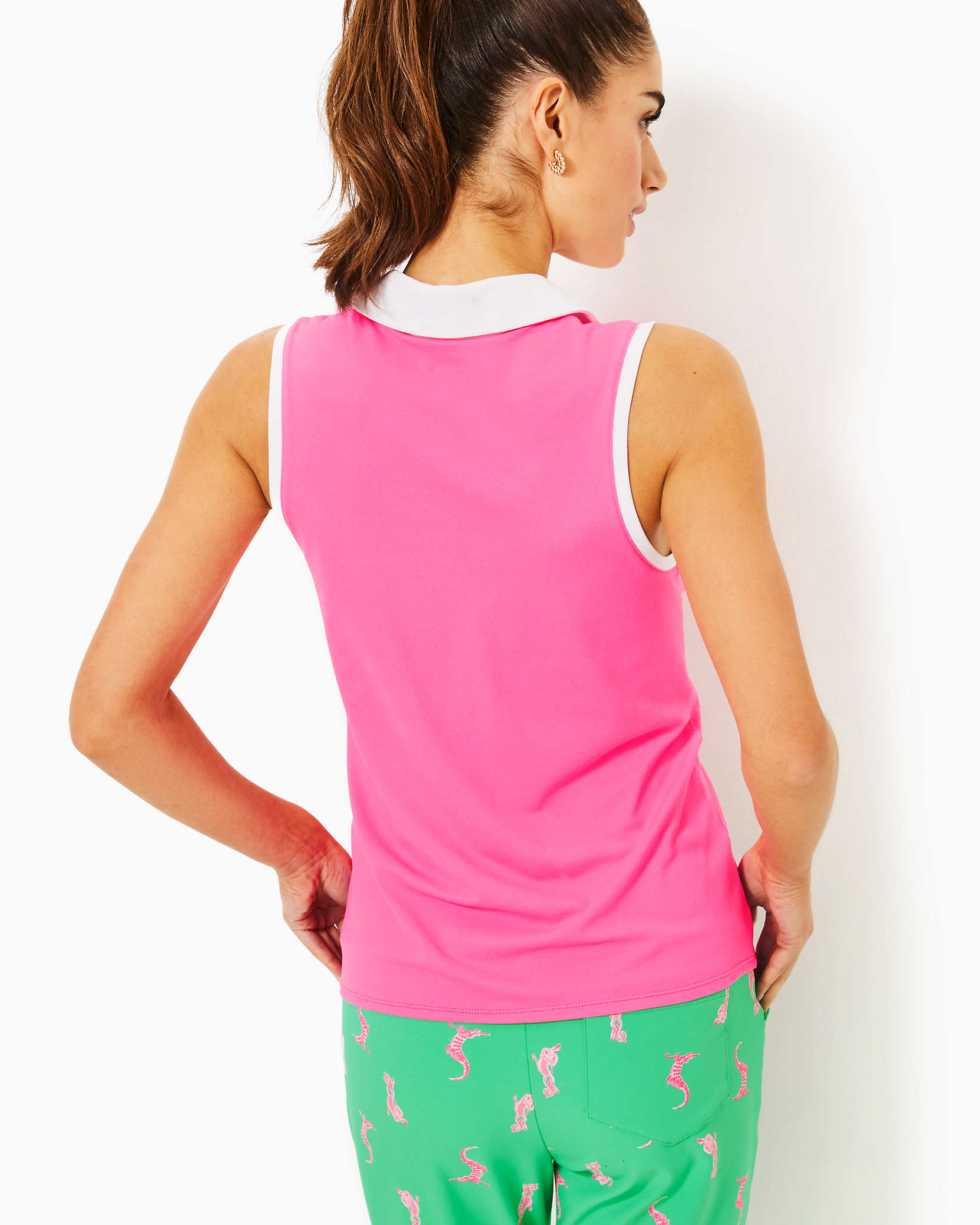 Shop Lilly Pulitzer Upf 50+ Luxletic Imara Polo Top In Roxie Pink