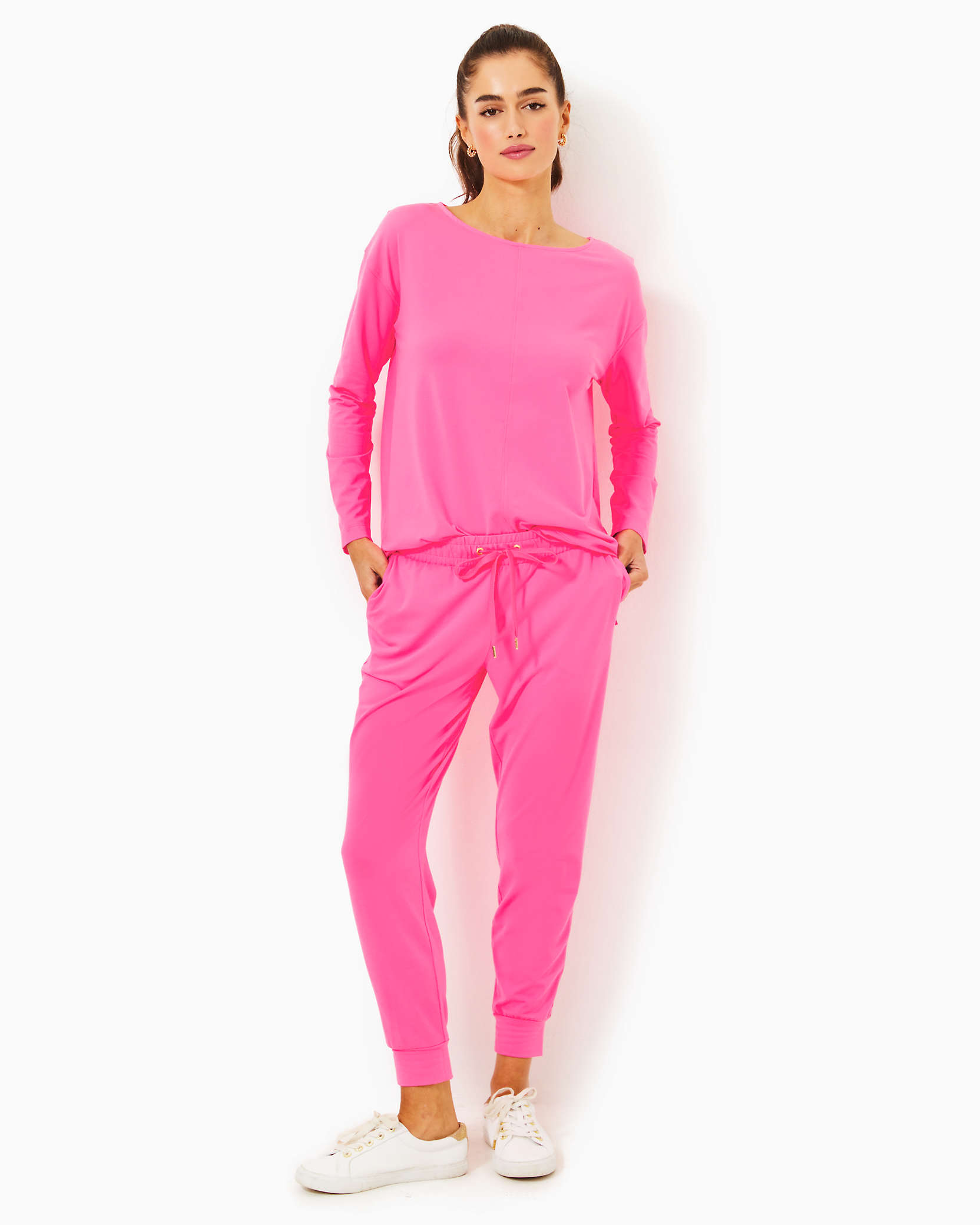 Shop Lilly Pulitzer Upf 50+ 27" Lillabeth Pant In Roxie Pink