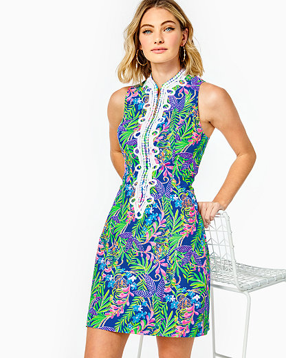 Lilly Pulitzer Erica Seafoam Green Metallic Jungle Lace Shift Dress $228